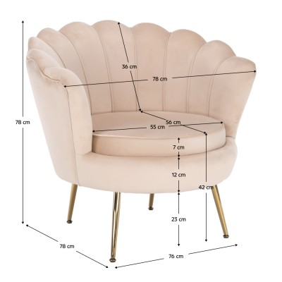 Fotoliu tip scoică, bej/ auriu, JOLIE