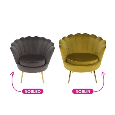 Fotoliu tip scoică, catifea muştar/ auriu, JOLIE