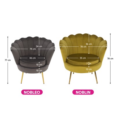 Fotoliu tip scoică, catifea muştar/ auriu, JOLIE