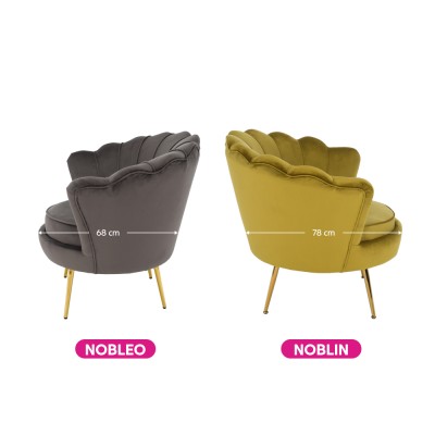 Fotoliu tip scoică, catifea muştar/ auriu, JOLIE