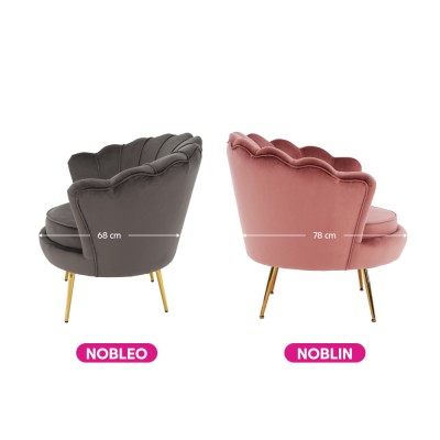 Fotoliu tip scoică, catifea roz/ auriu, JOLIE