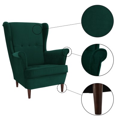 Fotoliu, verde/nuc, RUFINO 3 NEW