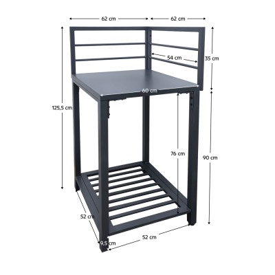 Insulă de bucătărie de grădină de colţ, metal, gri, TANITA TYP 1