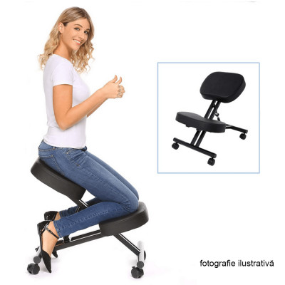 Kneeling chair, gri/ negru, KILIAN