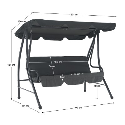 Leagăn de grădină, gri, KEMI