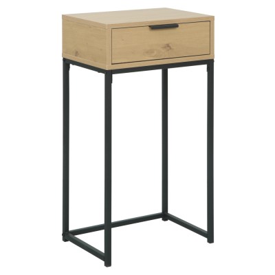 Masă cu consolă cu sertar, stejar/negru, LERTOS