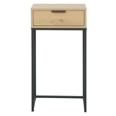 Masă cu consolă cu sertar, stejar/negru, LERTOS