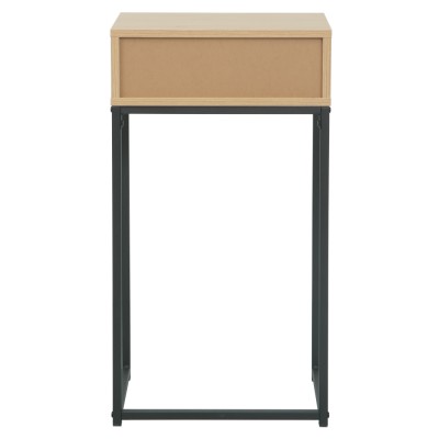 Masă cu consolă cu sertar, stejar/negru, LERTOS