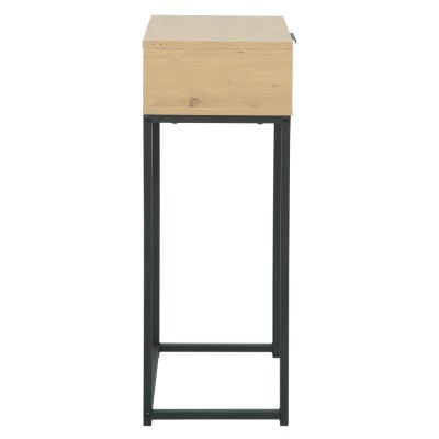 Masă cu consolă cu sertar, stejar/negru, LERTOS