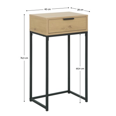 Masă cu consolă cu sertar, stejar/negru, LERTOS