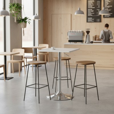 Masă de bar cu înălţime reglabilă, alb, 57x57x84-110 cm, FLORIAN 3 NEW