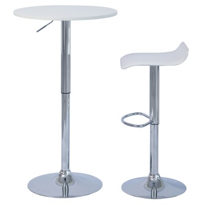 Masă de bar cu înălţime reglabilă, alb, diametru 60 cm, BRANY 3 NEW
