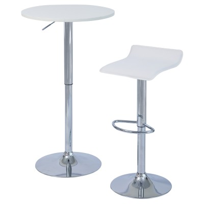 Masă de bar cu înălţime reglabilă, alb, diametru 60 cm, BRANY 3 NEW