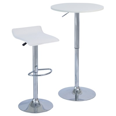 Masă de bar cu înălţime reglabilă, alb, diametru 60 cm, BRANY 3 NEW