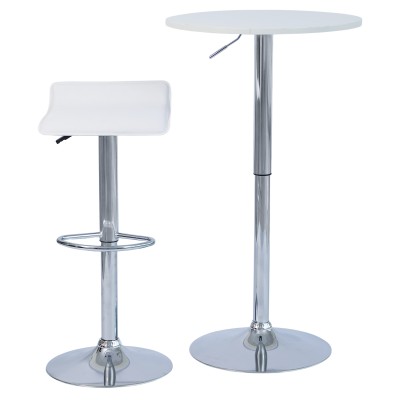 Masă de bar cu înălţime reglabilă, alb, diametru 60 cm, BRANY 3 NEW