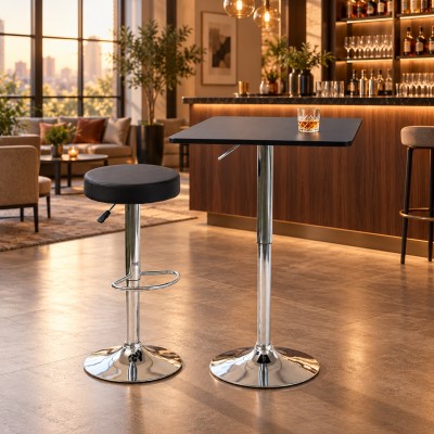 Masă de bar cu înălţime reglabilă, negru, 60x60x84-105,5 cm, FLORIAN 4 NEW