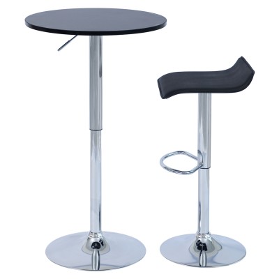 Masă de bar cu înălţime reglabilă, negru, diametru 60 cm, BRANY 3 NEW