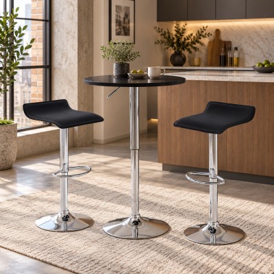 Masă de bar cu înălţime reglabilă, negru, diametru 60 cm, BRANY 3 NEW