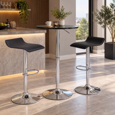 Masă de bar cu înălţime reglabilă, negru, diametru 60 cm, BRANY 3 NEW