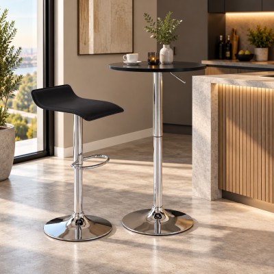 Masă de bar cu înălţime reglabilă, negru, diametru 60 cm, BRANY 3 NEW
