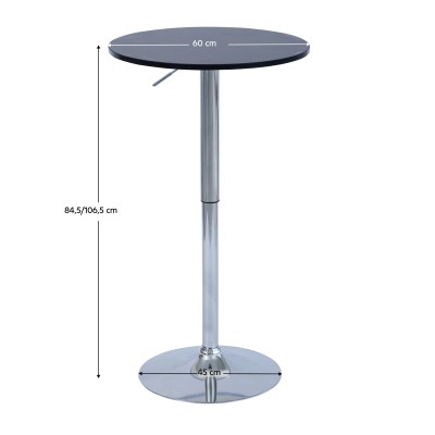 Masă de bar cu înălţime reglabilă, negru, diametru 60 cm, BRANY 3 NEW