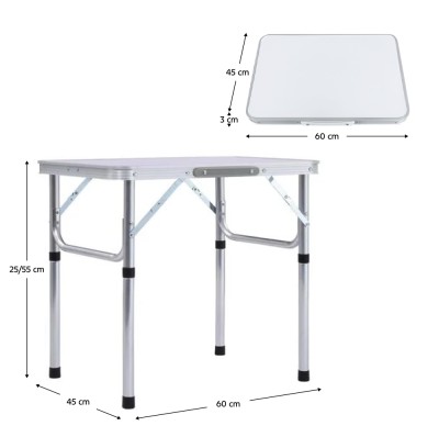 Masă de camping pliabiăla, 60 cm, aluminiu/MDF, KEPI TYP 2