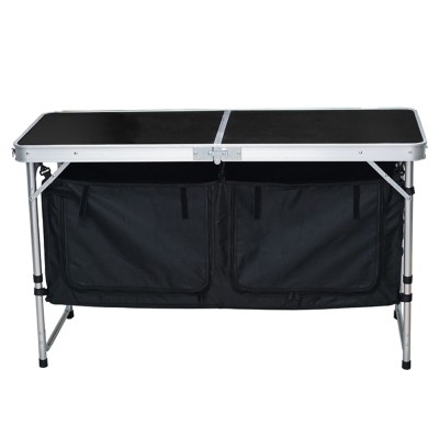 Masă de camping pliabilă cu organizator, 120 cm, aluminiu/MDF, KEPI TYP 3