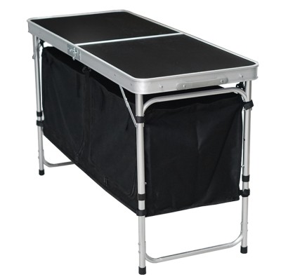 Masă de camping pliabilă cu organizator, 120 cm, aluminiu/MDF, KEPI TYP 3
