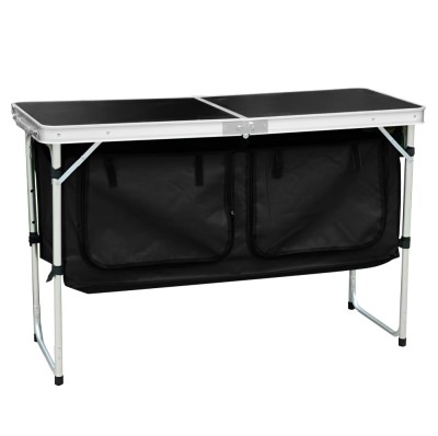 Masă de camping pliabilă cu organizator, 120 cm, aluminiu/MDF, KEPI TYP 3