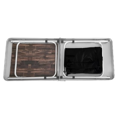 Masă de camping pliabilă cu organizator, 120 cm, aluminiu/MDF, KEPI TYP 3