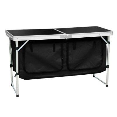 Masă de camping pliabilă cu organizator, 120 cm, aluminiu/MDF, KEPI TYP 3