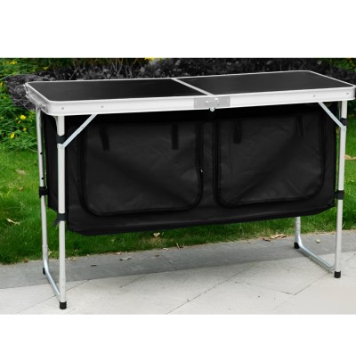 Masă de camping pliabilă cu organizator, 120 cm, aluminiu/MDF, KEPI TYP 3