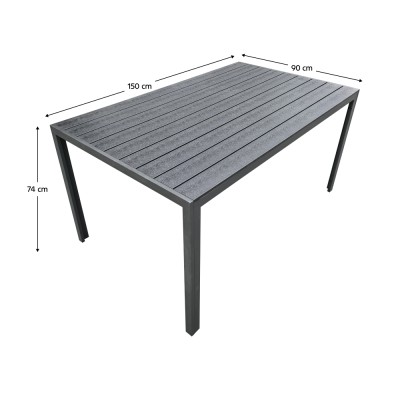 Masă de grădină, aluminiu, neagră, ZINAN