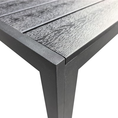 Masă de grădină, aluminiu, neagră, ZINAN