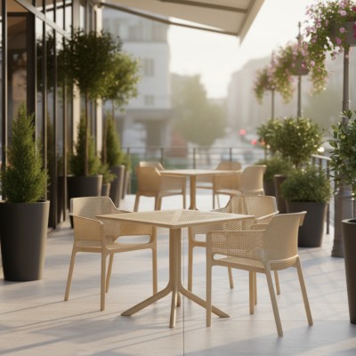 Masă de grădină, gri-maro Taupe, DENTON NEW