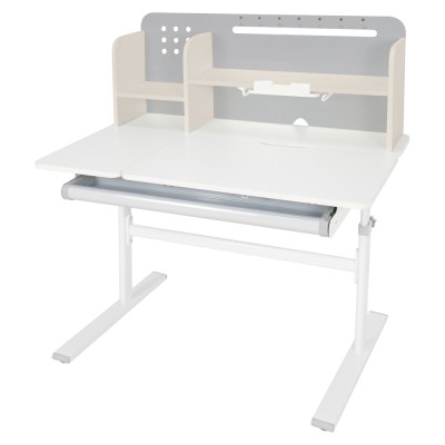 Masă de scris crescătoare, gri/alb, ODIN