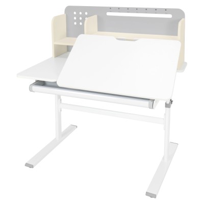 Masă de scris crescătoare, gri/alb, ODIN