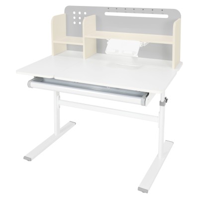 Masă de scris crescătoare, gri/alb, ODIN