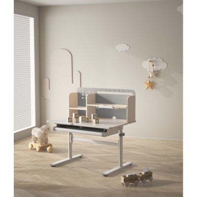 Masă de scris crescătoare, gri/alb, ODIN