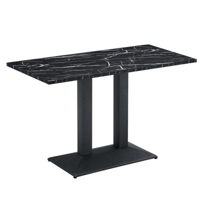 Masă de sufragerie bistro, marmură neagră/negru, 120x60 cm, RINALDO TYP 2