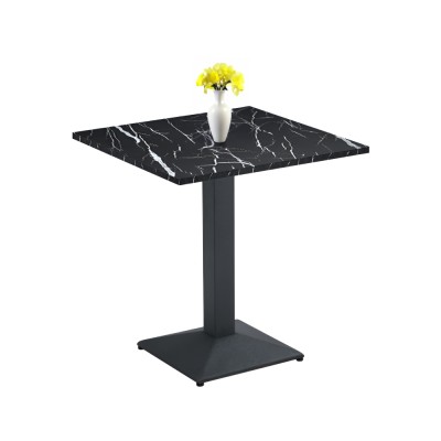 Masă de sufragerie bistro, marmură neagră/negru, 70x70 cm, RINALDO TYP 1