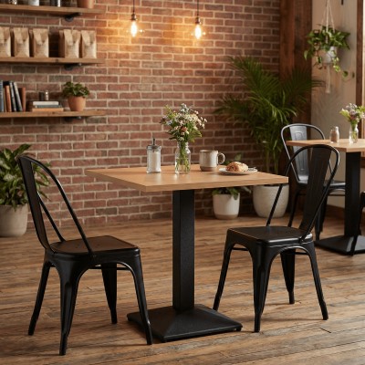 Masă de sufragerie bistro, stejar sonoma/negru, 70x70 cm, RINALDO TYP 1