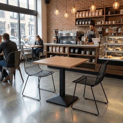 Masă de sufragerie bistro, stejar sonoma/negru, 70x70 cm, RINALDO TYP 1