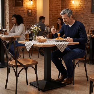 Masă de sufragerie bistro, stejar sonoma/negru, 70x70 cm, RINALDO TYP 1