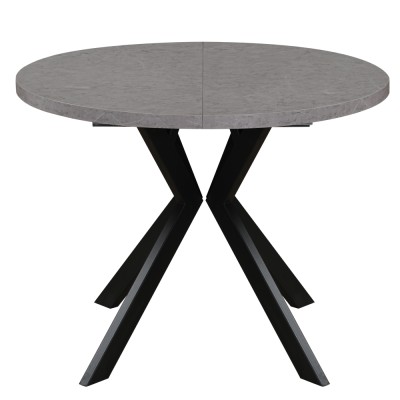 Masă de sufragerie extensibilă, beton deschis/negru, 100-250x75,5 cm, LUKOS