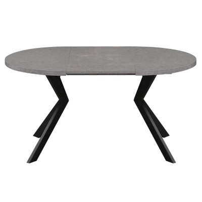 Masă de sufragerie extensibilă, beton deschis/negru, 100-250x75,5 cm, LUKOS