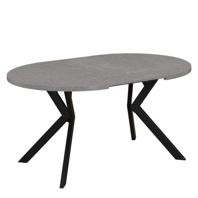 Masă de sufragerie extensibilă, beton deschis/negru, 100-250x75,5 cm, LUKOS