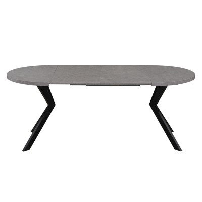 Masă de sufragerie extensibilă, beton deschis/negru, 100-250x75,5 cm, LUKOS