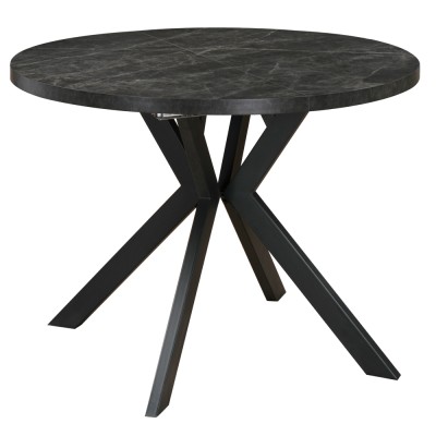 Masă de sufragerie extensibilă, beton închis/negru, 100-250x75,5 cm, LUKOS