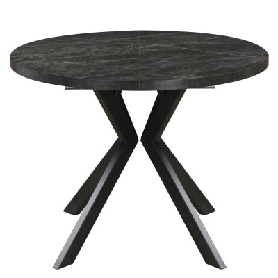 Masă de sufragerie extensibilă, beton închis/negru, 100-250x75,5 cm, LUKOS